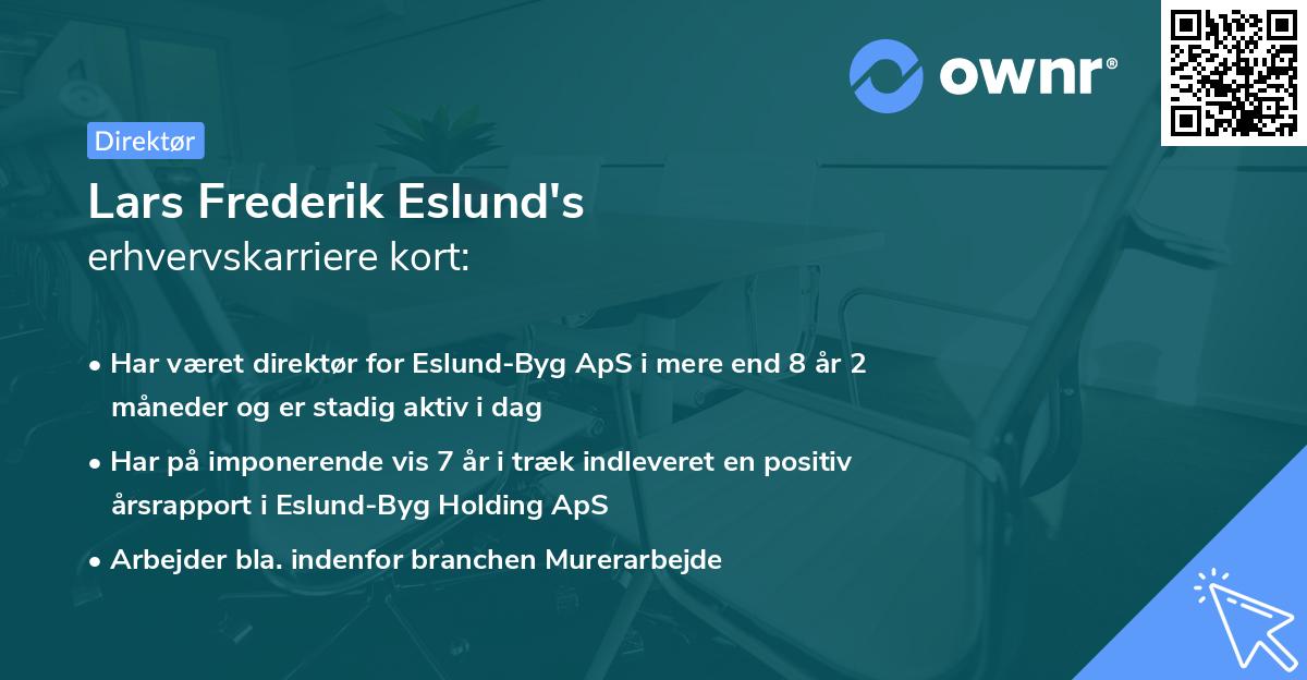 Lars Frederik Eslund's erhvervskarriere kort
