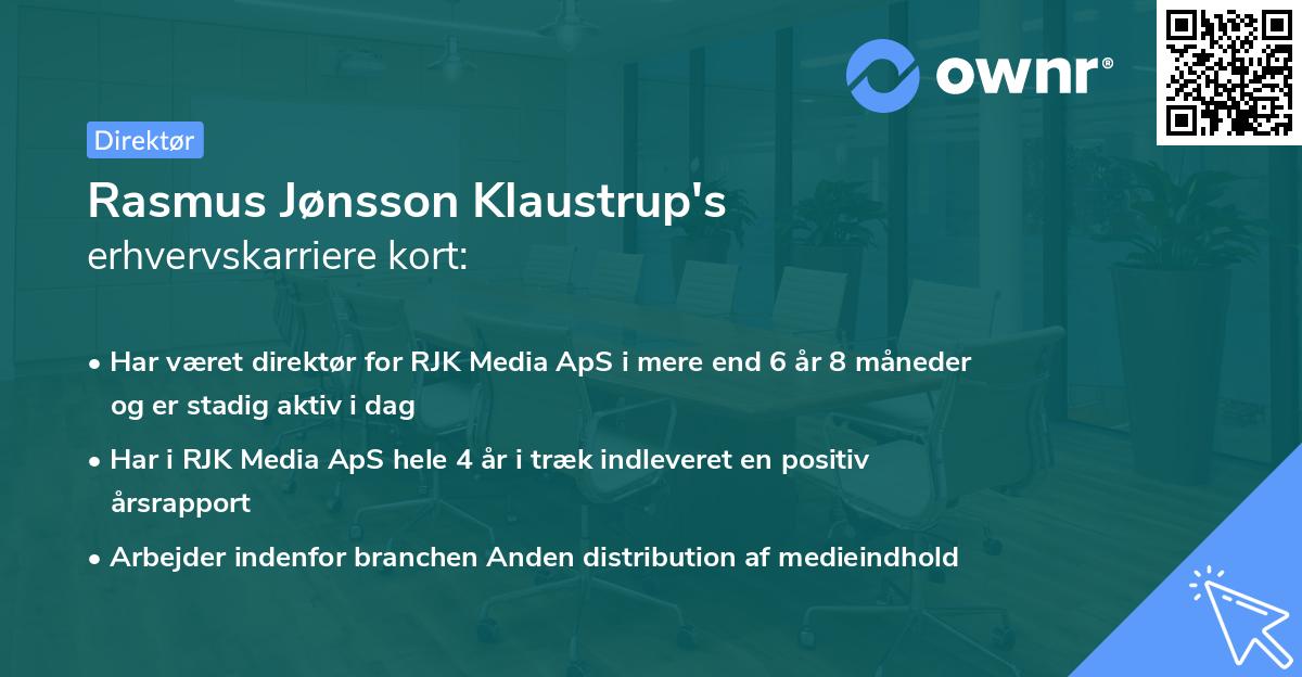 Rasmus Jønsson Klaustrup's erhvervskarriere kort