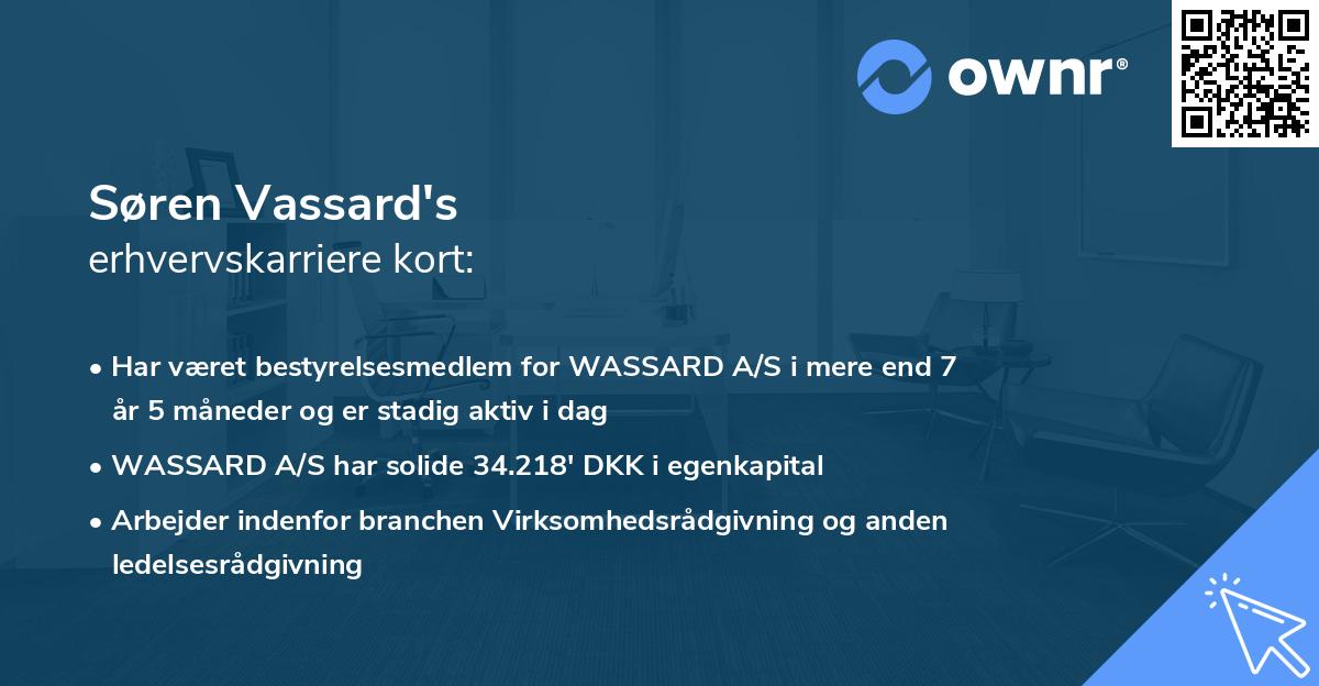 Søren Vassard's erhvervskarriere kort