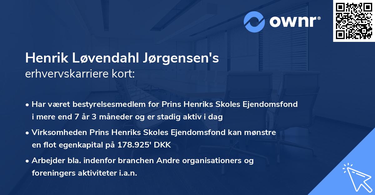 Henrik Løvendahl Jørgensen's erhvervskarriere kort