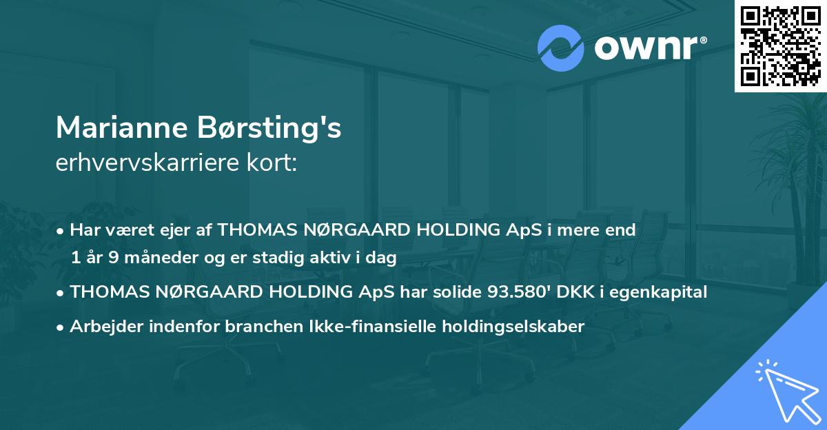 Marianne Børsting's erhvervskarriere kort