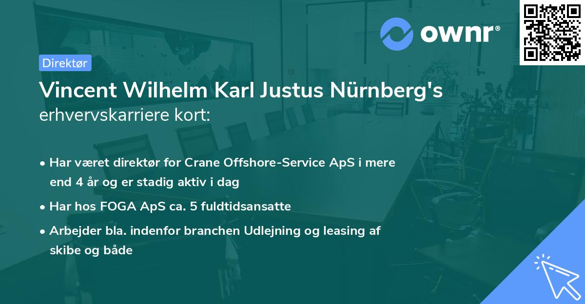 Vincent Wilhelm Karl Justus Nürnberg's erhvervskarriere kort
