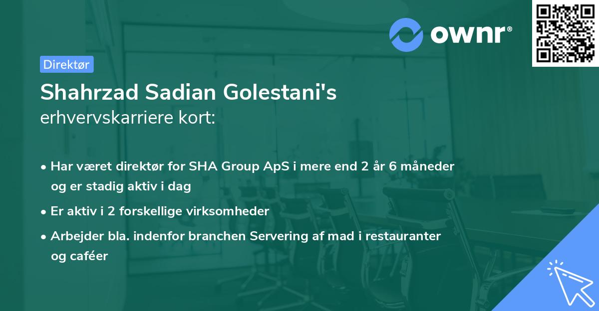 Shahrzad Sadian Golestani's erhvervskarriere kort