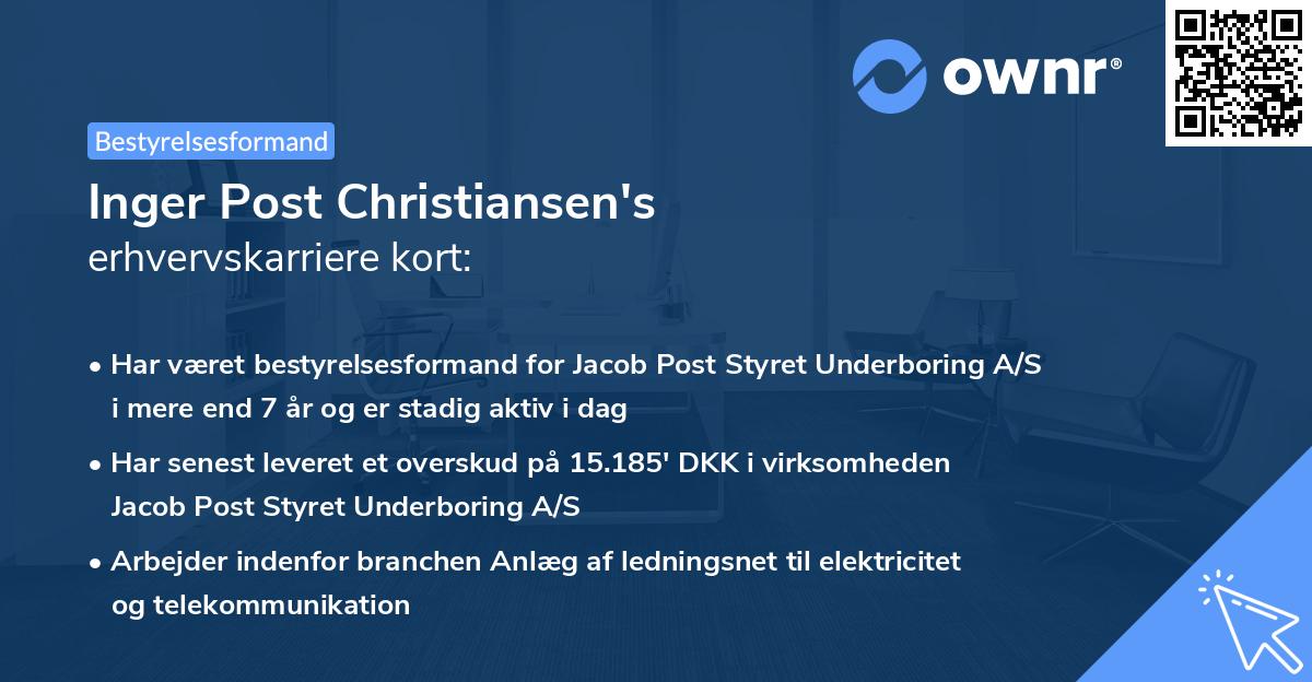 Inger Post Christiansen's erhvervskarriere kort