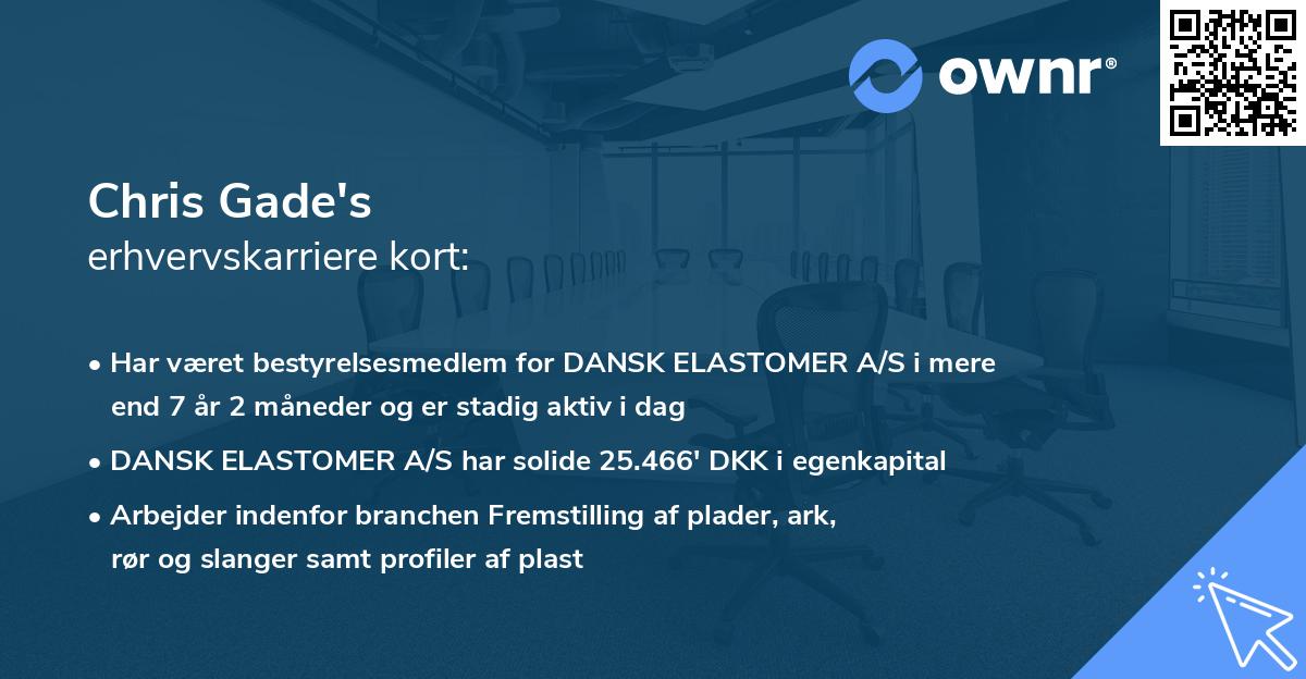 Chris Gade's erhvervskarriere kort