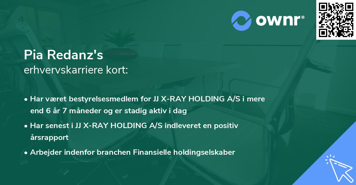 Pia Redanz's erhvervskarriere kort