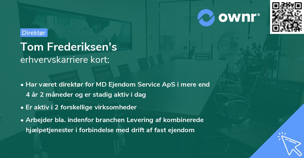 Tom Frederiksen's erhvervskarriere kort