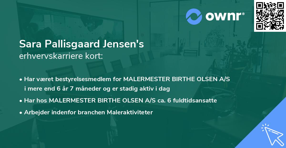 Sara Pallisgaard Jensen's erhvervskarriere kort