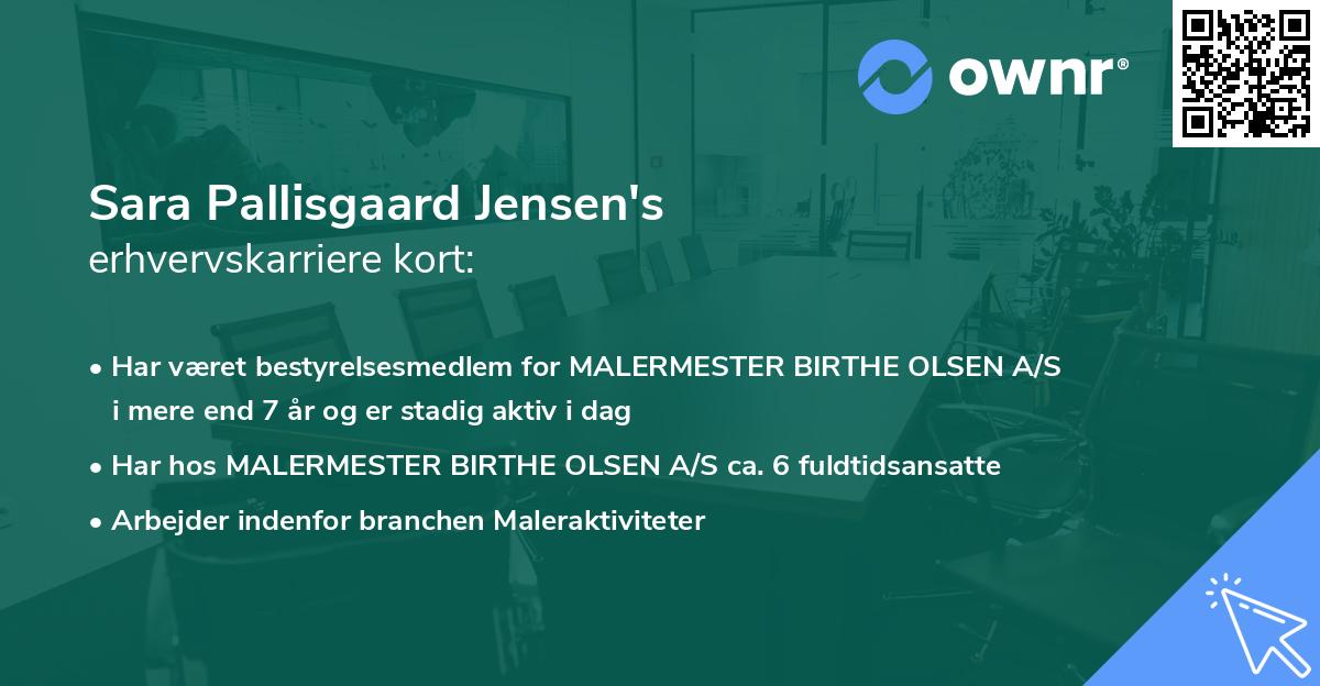 Sara Pallisgaard Jensen's erhvervskarriere kort