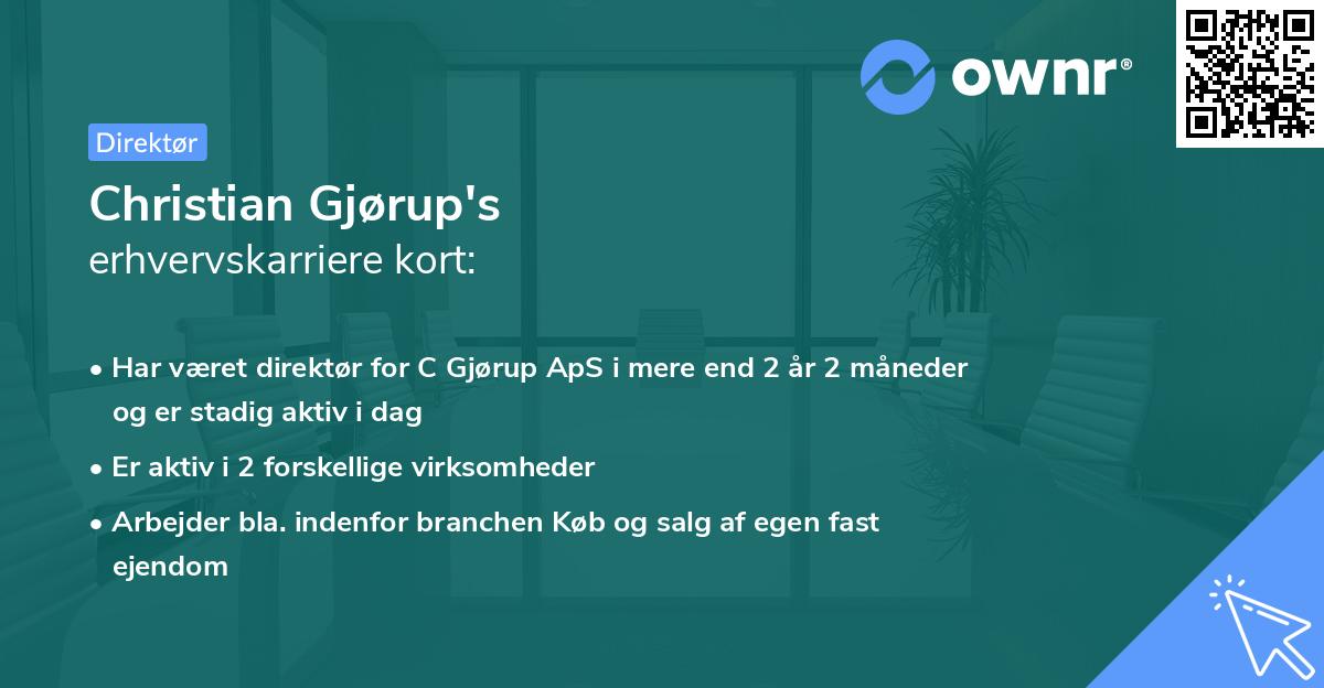 Christian Gjørup's erhvervskarriere kort