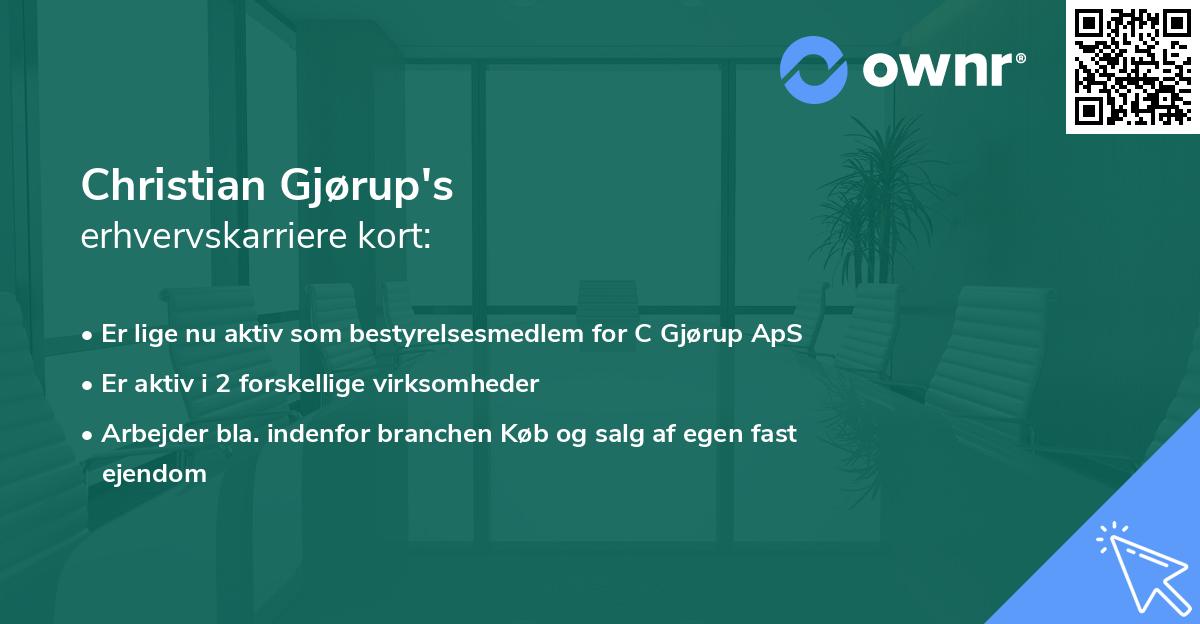 Christian Gjørup's erhvervskarriere kort
