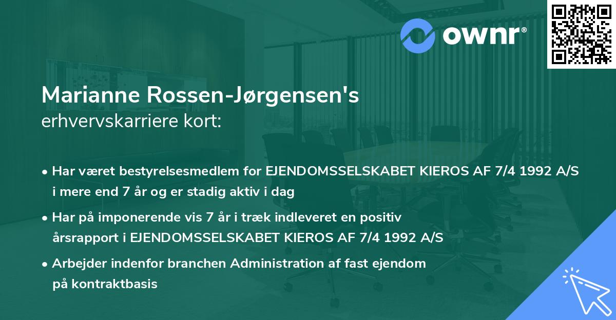 Marianne Rossen-Jørgensen's erhvervskarriere kort