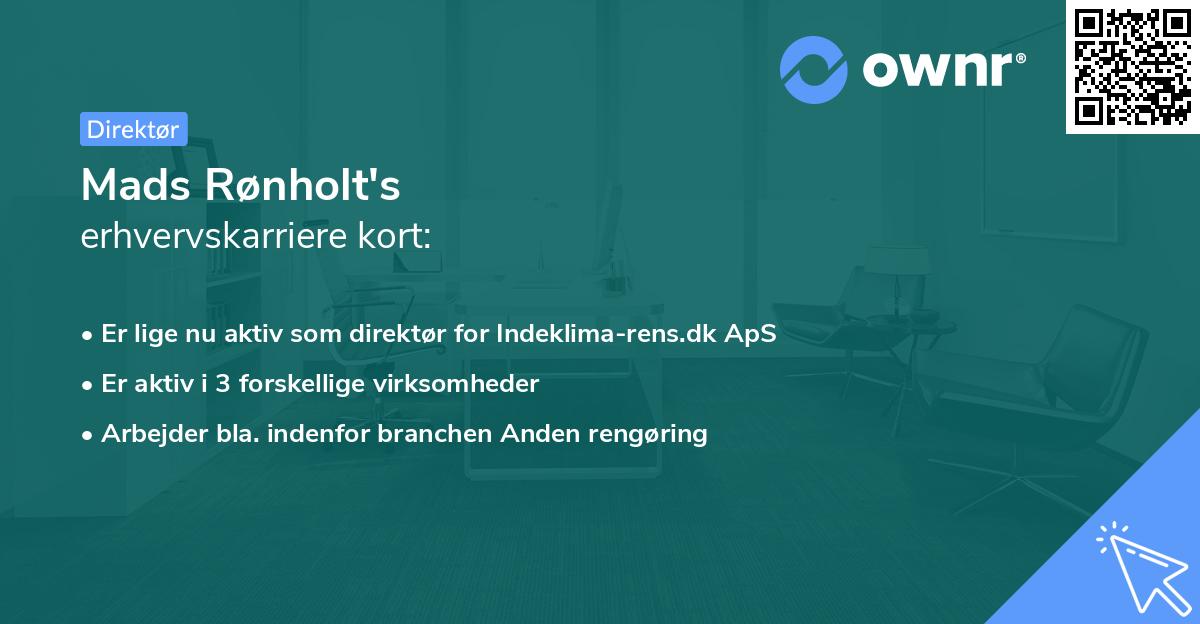 Mads Rønholt's erhvervskarriere kort