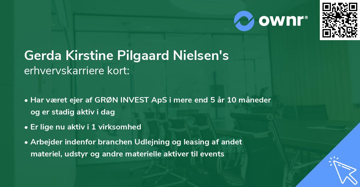 Gerda Kirstine Pilgaard Nielsen's erhvervskarriere kort
