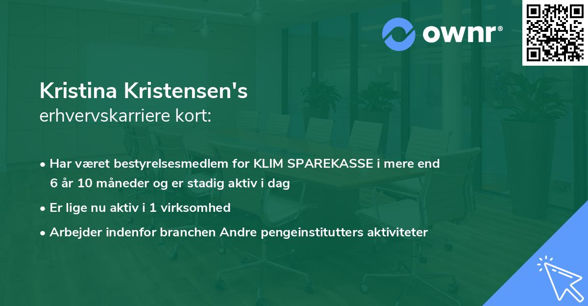 Kristina Kristensen's erhvervskarriere kort