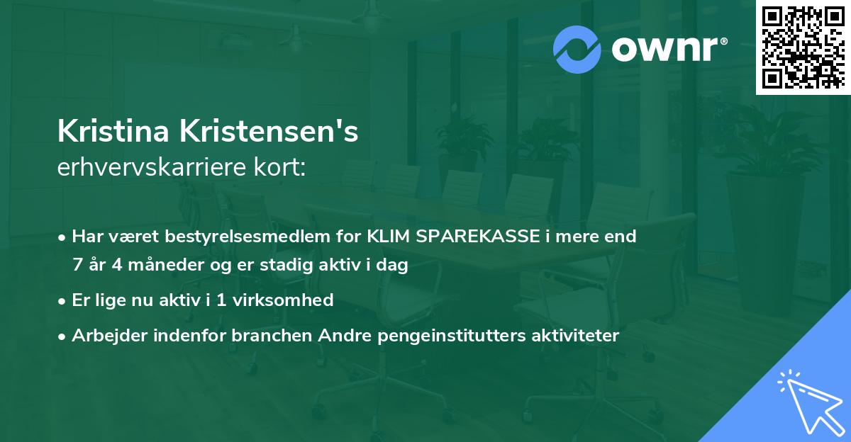 Kristina Kristensen's erhvervskarriere kort