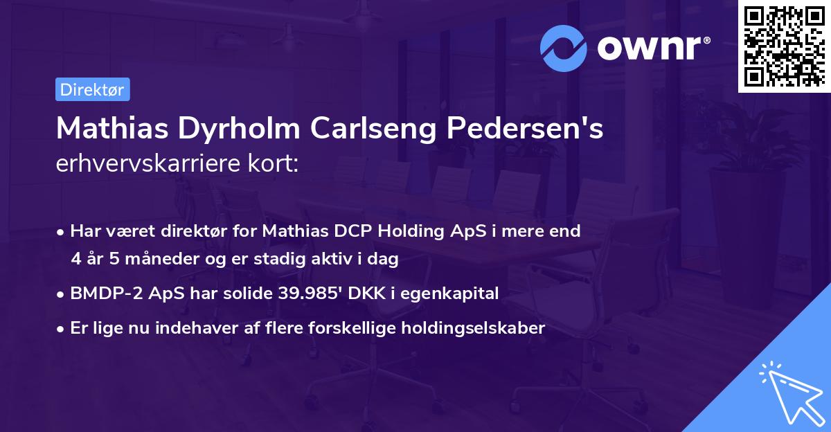 Mathias Dyrholm Carlseng Pedersen's erhvervskarriere kort