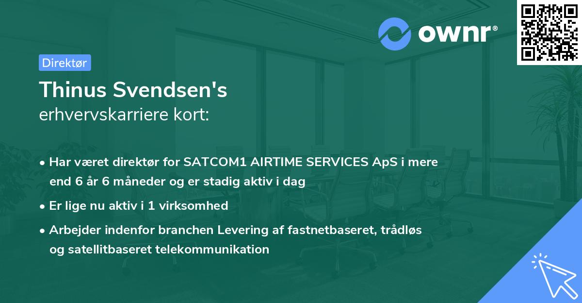 Thinus Svendsen's erhvervskarriere kort