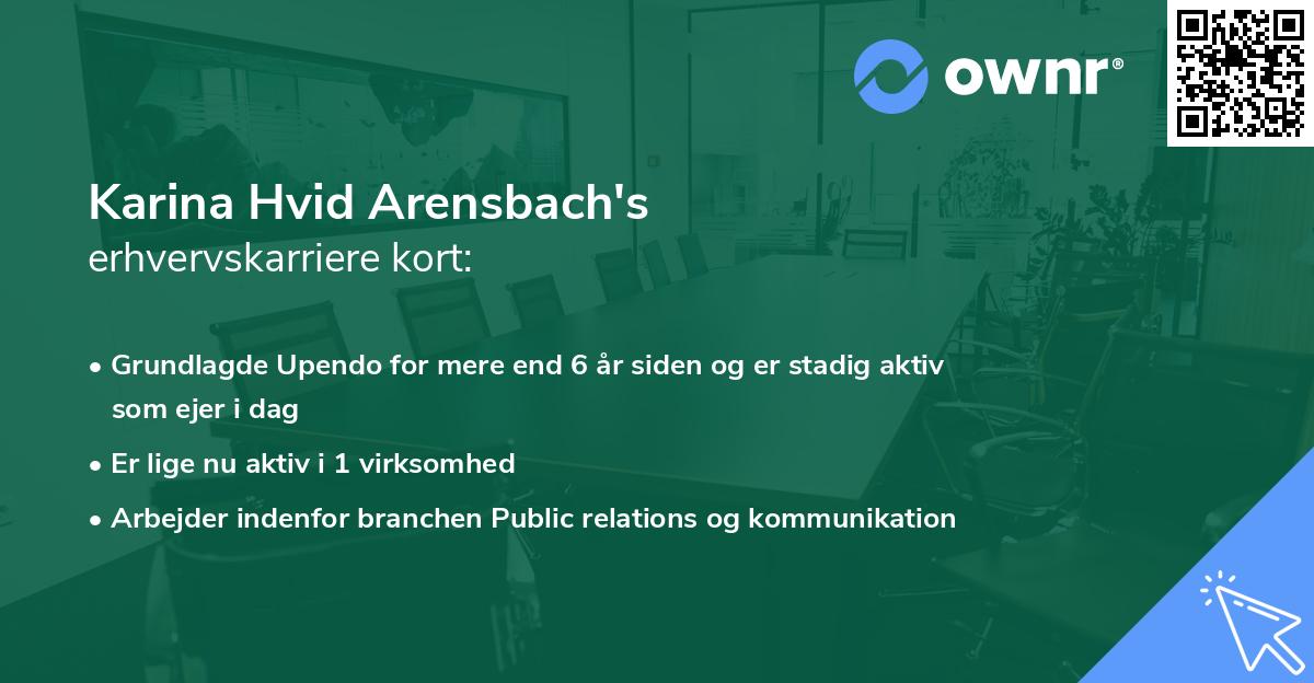 Karina Hvid Arensbach's erhvervskarriere kort