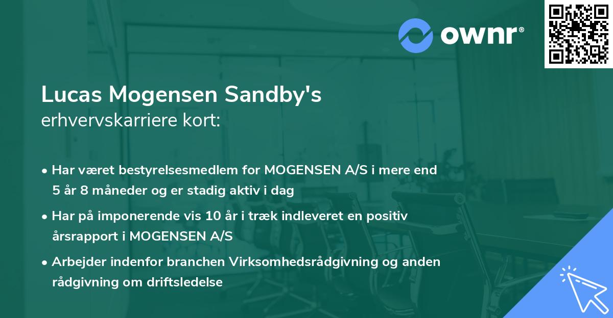 Lucas Mogensen Sandby's erhvervskarriere kort