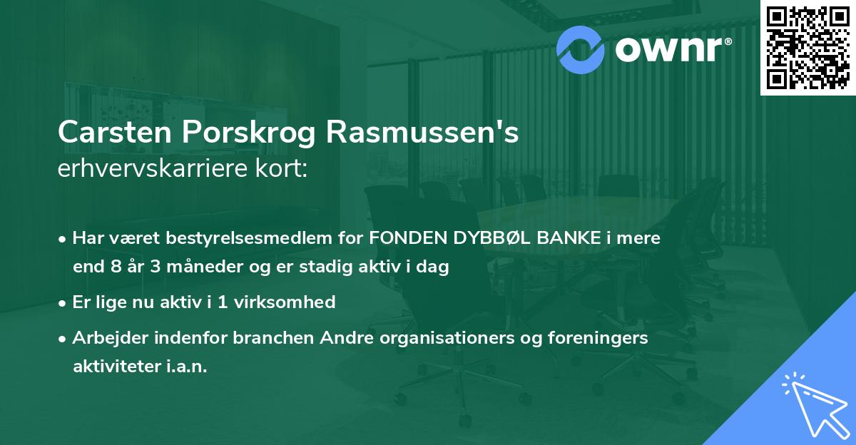Carsten Porskrog Rasmussen's erhvervskarriere kort