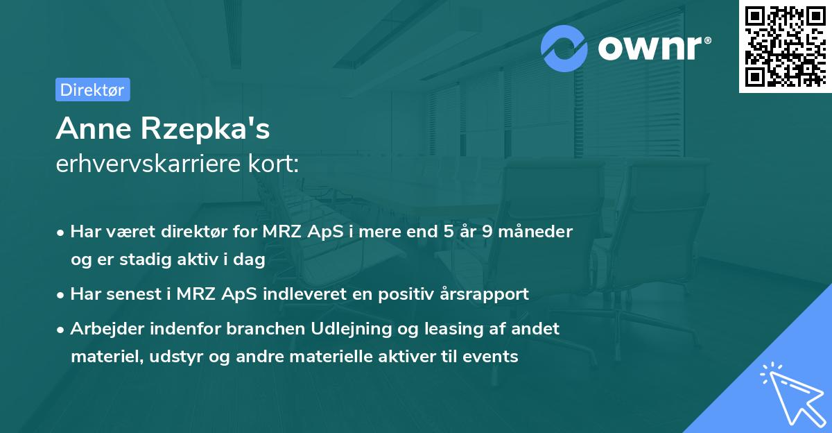 Anne Rzepka's erhvervskarriere kort