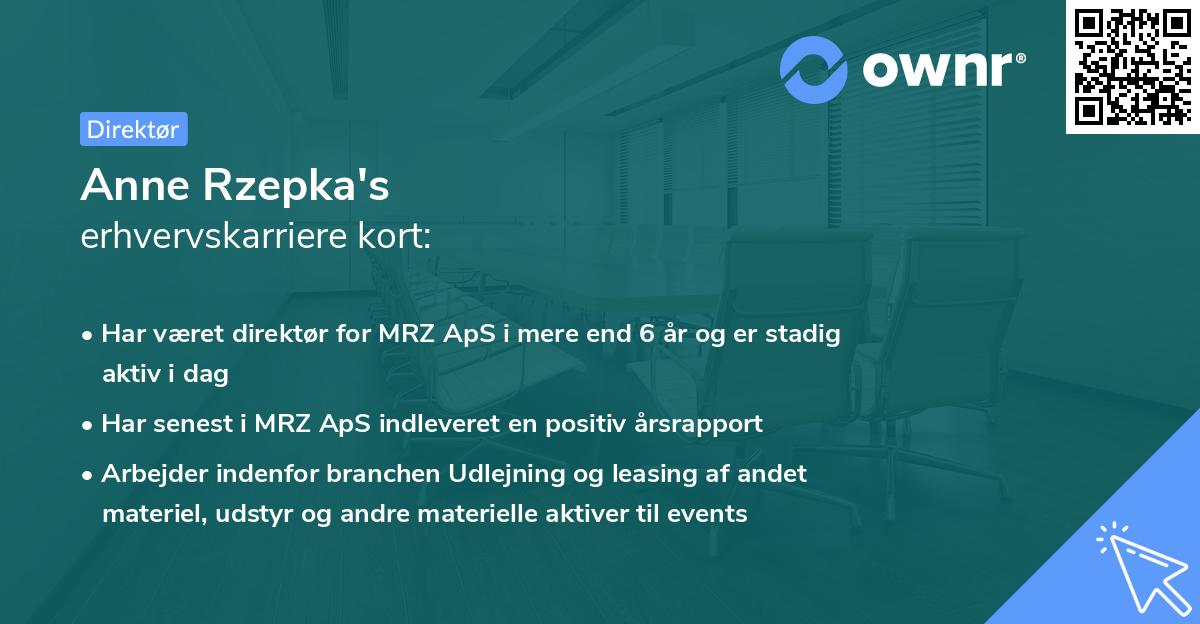 Anne Rzepka's erhvervskarriere kort