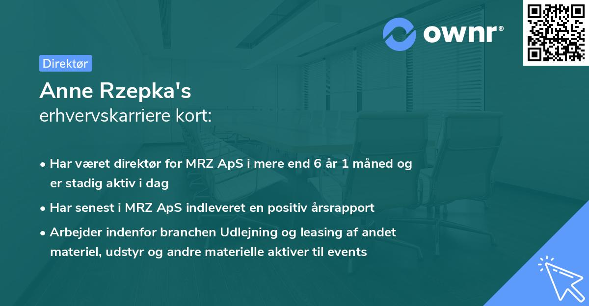 Anne Rzepka's erhvervskarriere kort