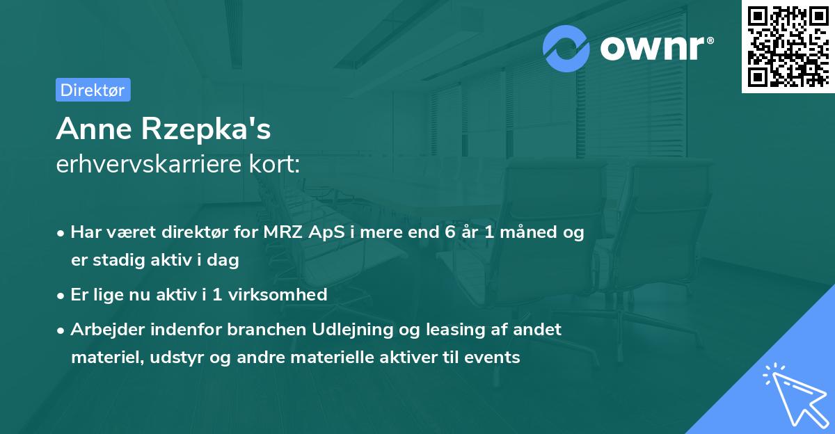 Anne Rzepka's erhvervskarriere kort