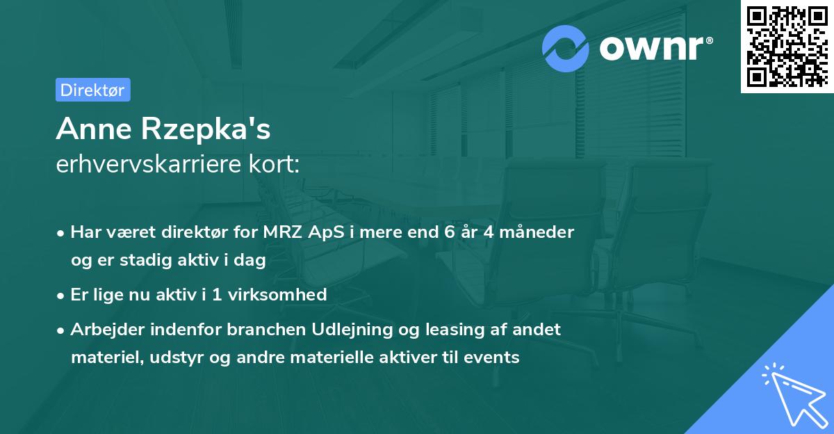 Anne Rzepka's erhvervskarriere kort
