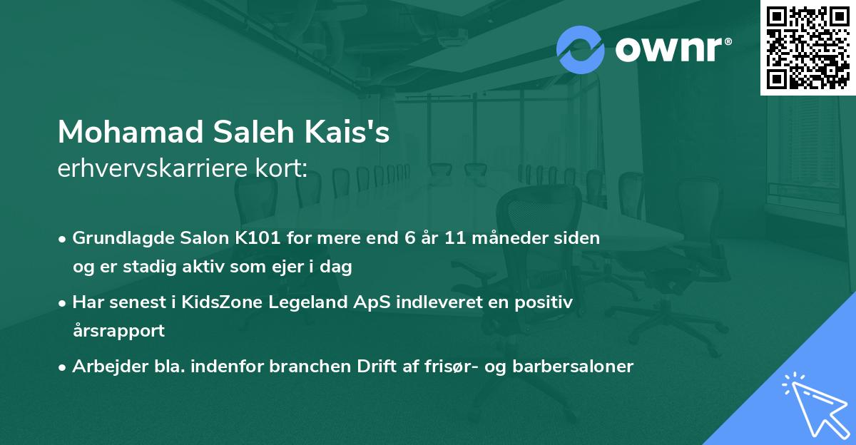 Mohamad Saleh Kais's erhvervskarriere kort