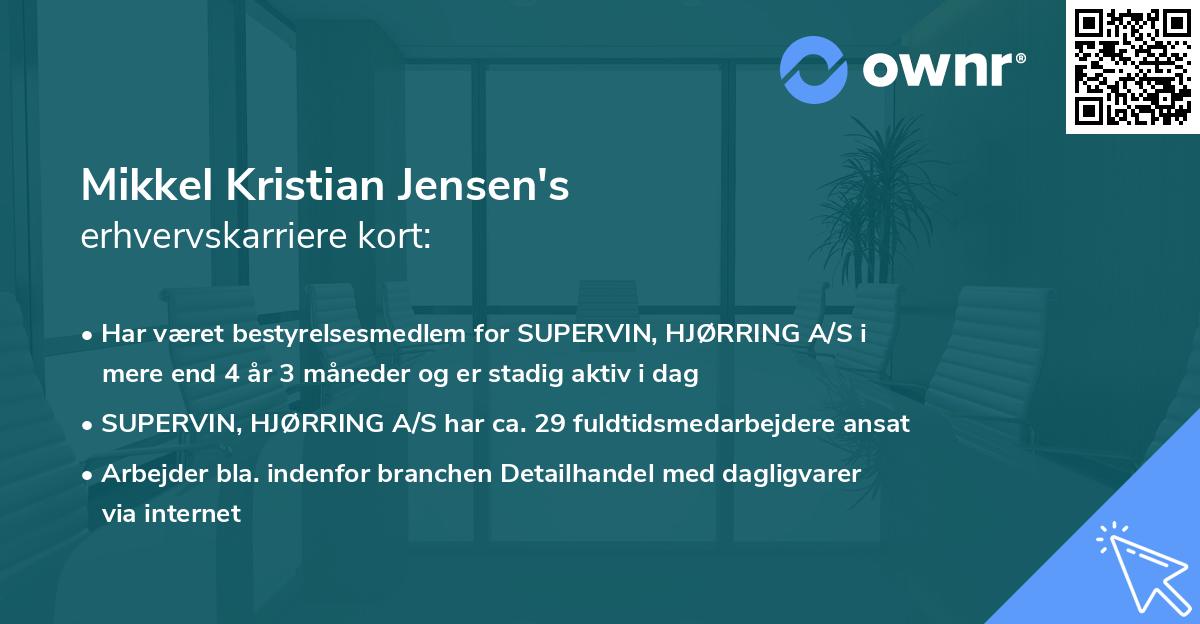 Mikkel Kristian Jensen's erhvervskarriere kort