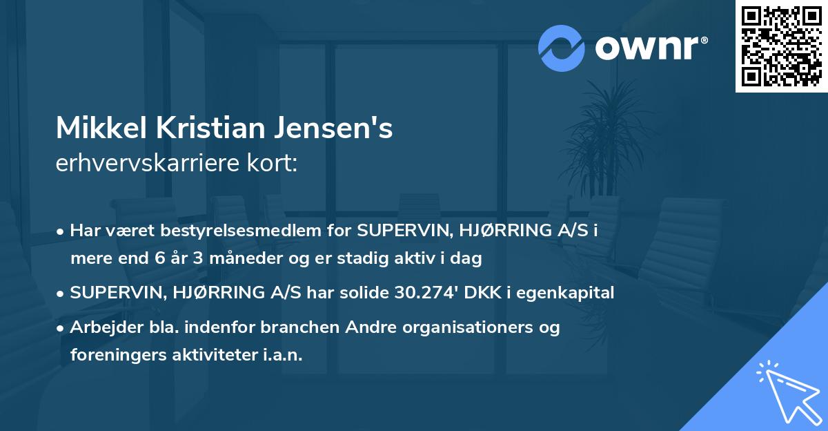 Mikkel Kristian Jensen's erhvervskarriere kort