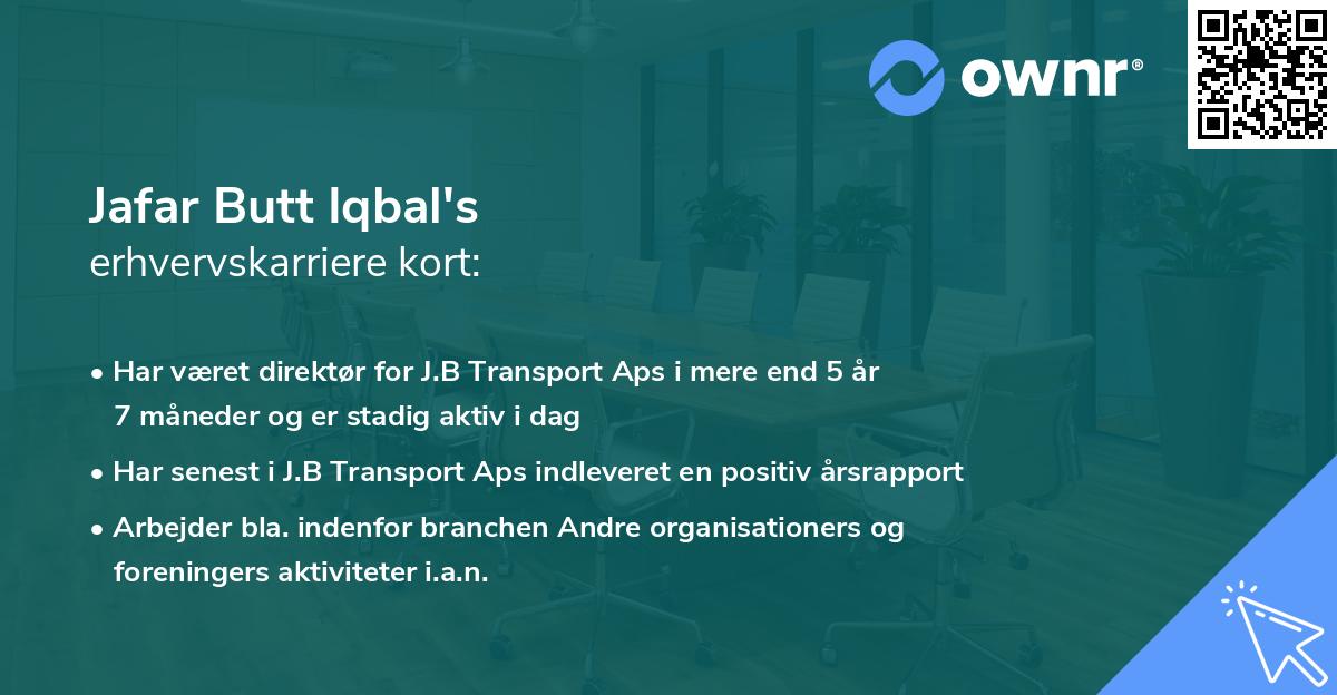 Jafar Butt Iqbal's erhvervskarriere kort