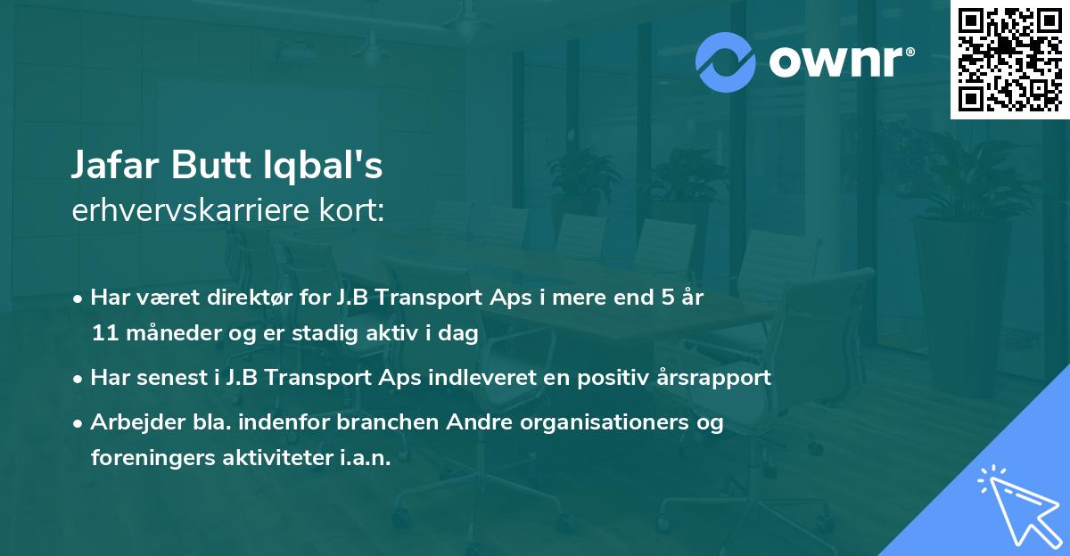 Jafar Butt Iqbal's erhvervskarriere kort