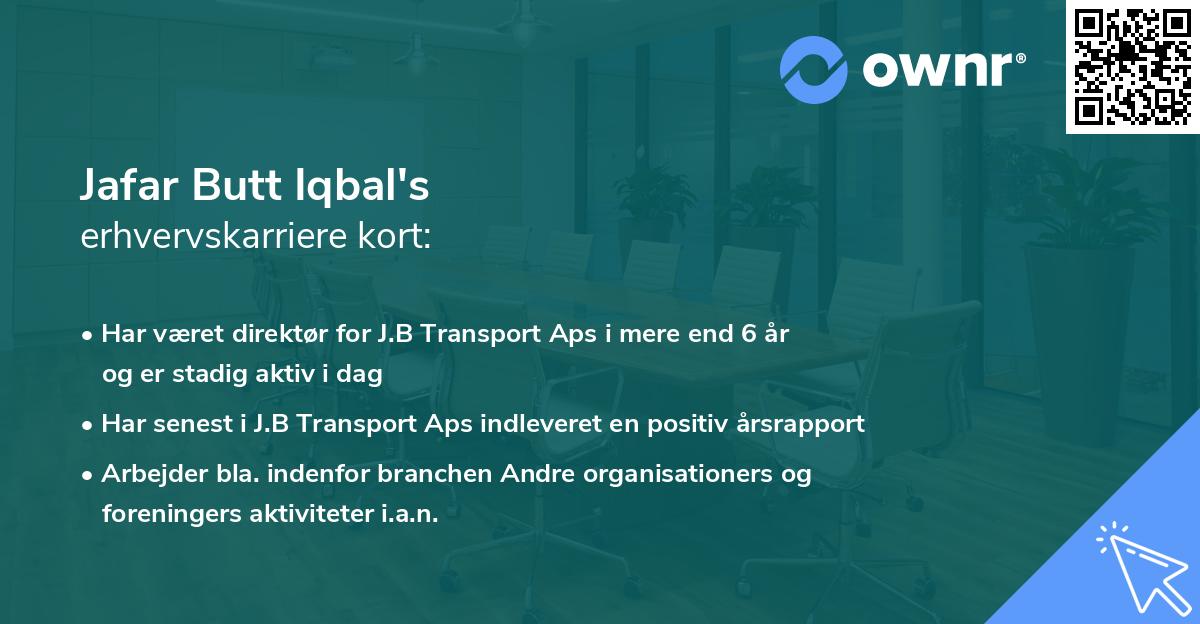 Jafar Butt Iqbal's erhvervskarriere kort