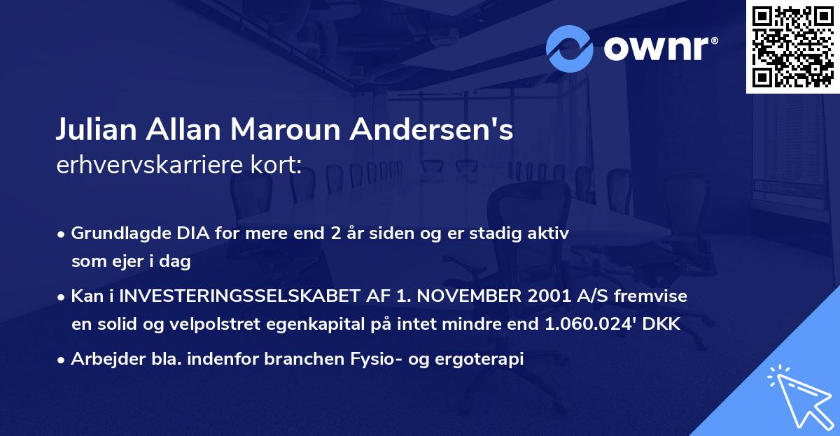 Julian Allan Maroun Andersen's erhvervskarriere kort