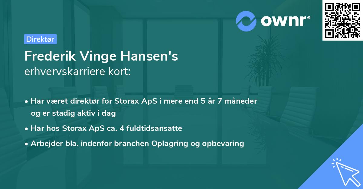Frederik Vinge Hansen's erhvervskarriere kort
