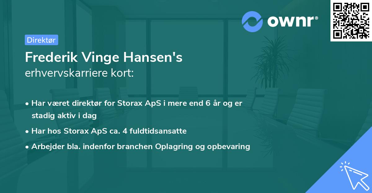 Frederik Vinge Hansen's erhvervskarriere kort
