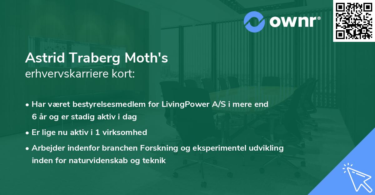 Astrid Traberg Moth's erhvervskarriere kort
