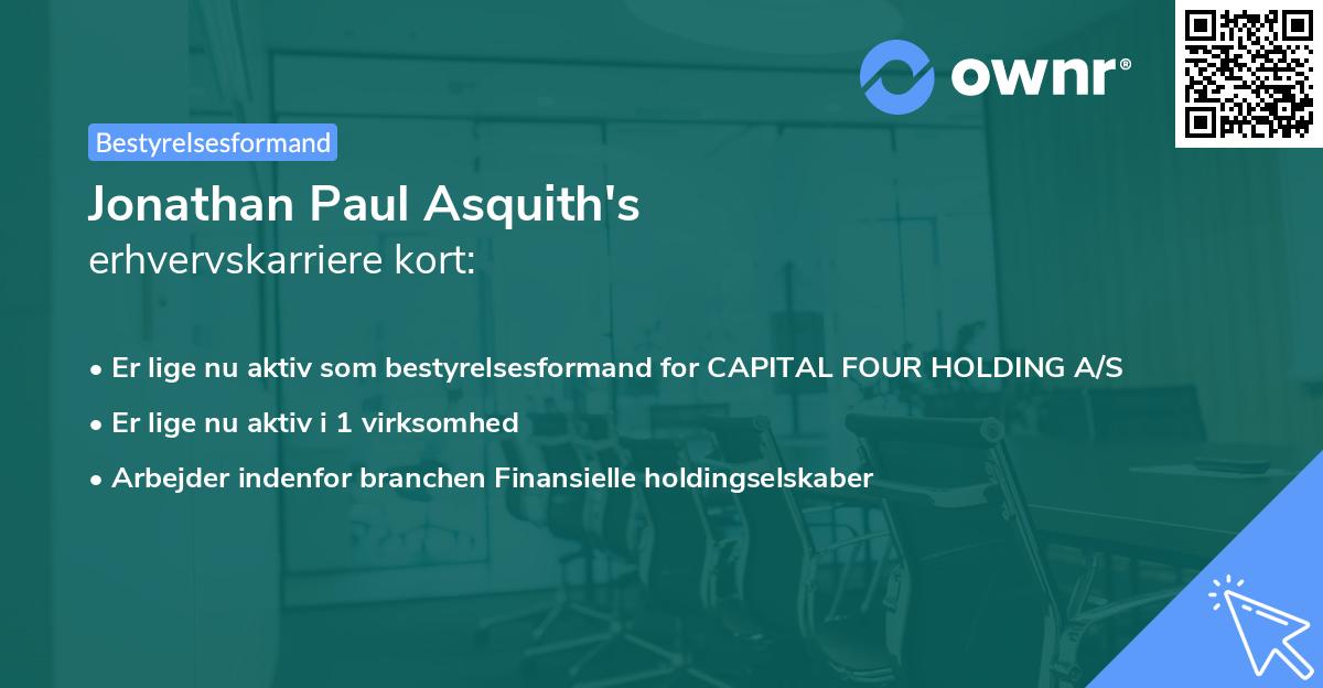 Jonathan Paul Asquith's erhvervskarriere kort