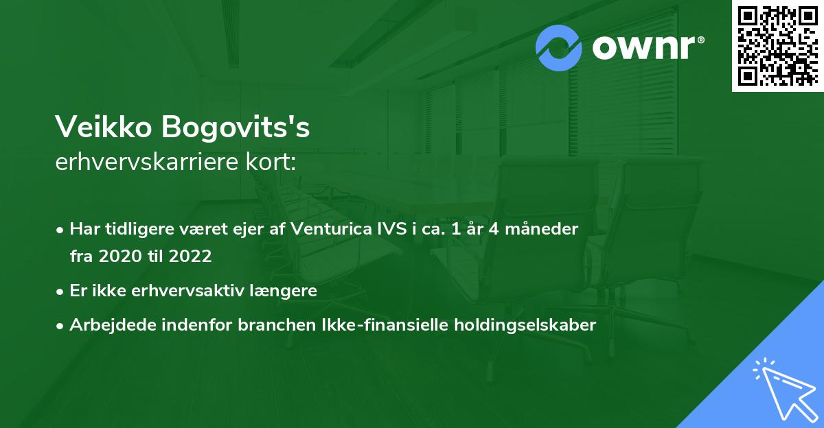 Veikko Bogovits's erhvervskarriere kort