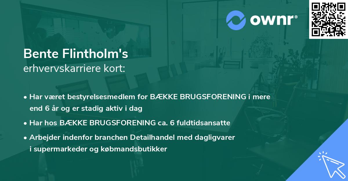 Bente Flintholm's erhvervskarriere kort