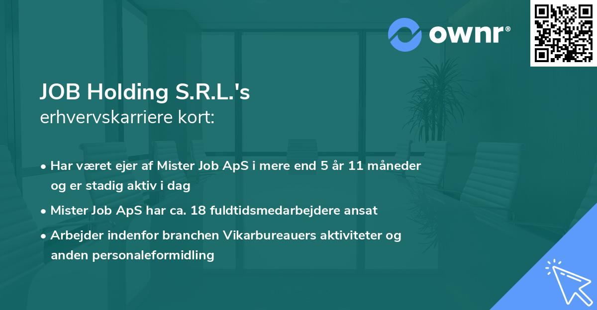 JOB Holding S.R.L.'s erhvervskarriere kort