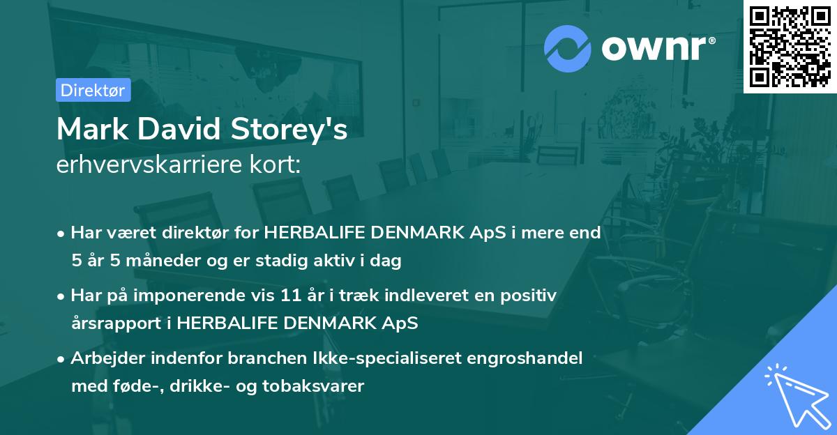 Mark David Storey's erhvervskarriere kort