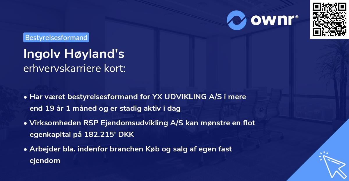 Ingolv Høyland's erhvervskarriere kort