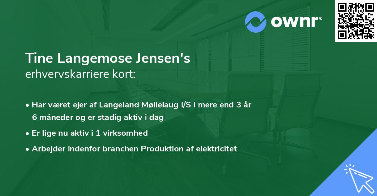 Tine Langemose Jensen's erhvervskarriere kort