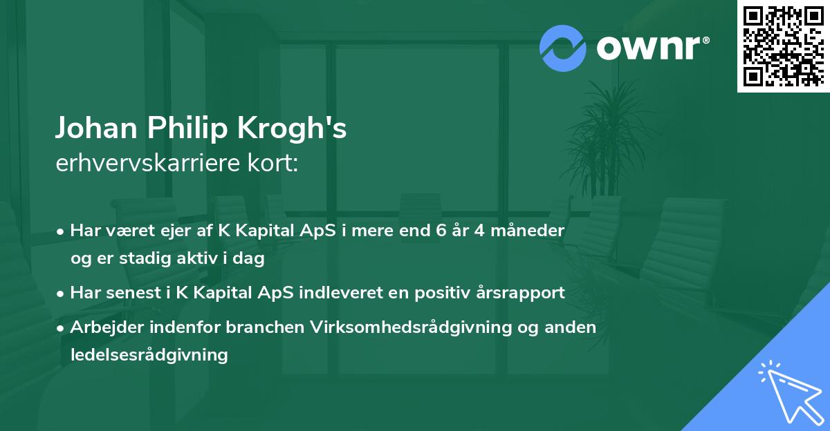 Johan Philip Krogh's erhvervskarriere kort