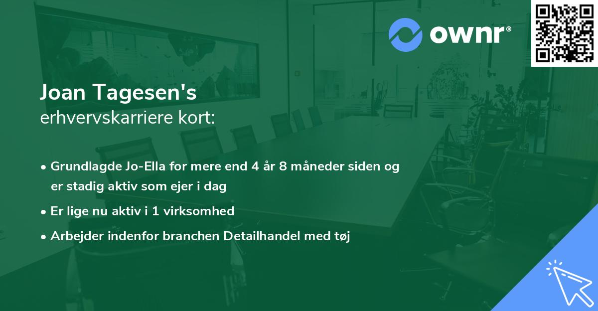 Joan Tagesen's erhvervskarriere kort