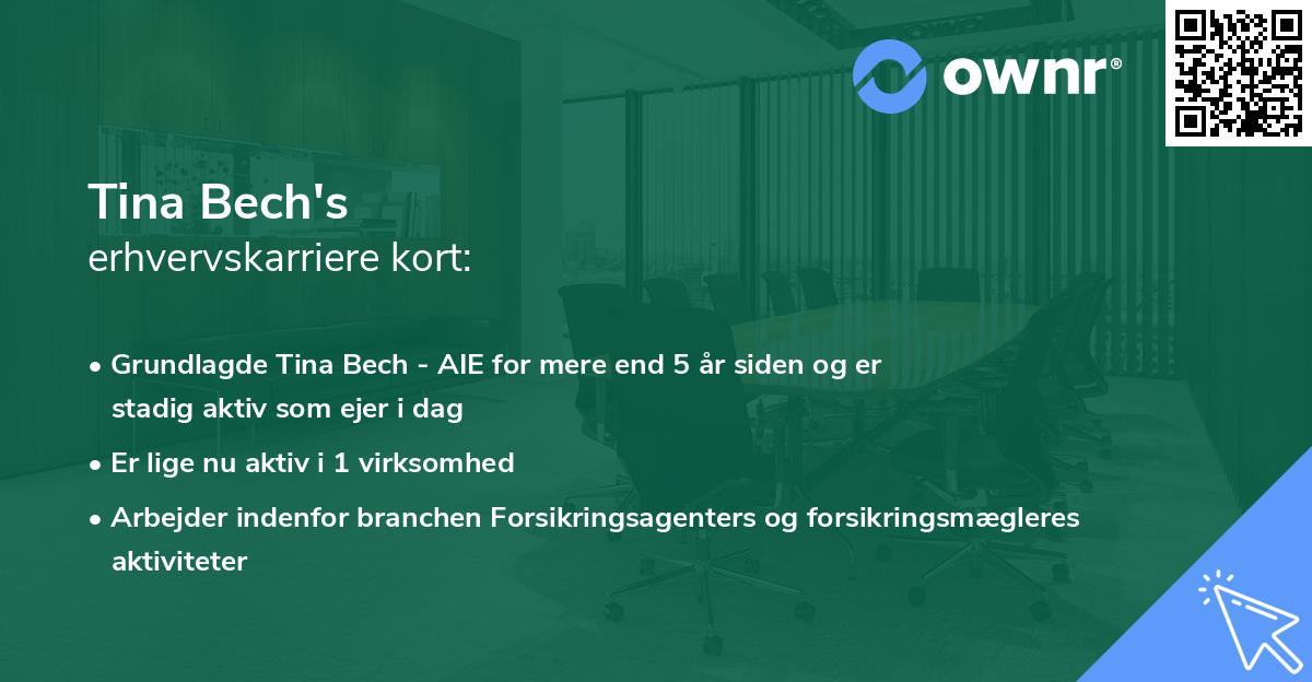 Tina Bech's erhvervskarriere kort